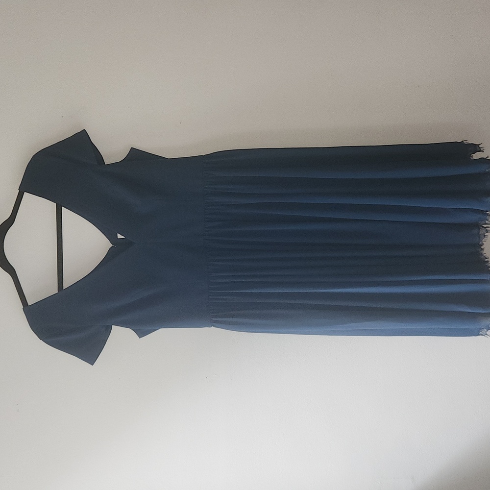 Dress the Population Corey V Neck Short Sleeve Chiffon Lace Trim Midi, Size Xxl - Picture 6 of 15